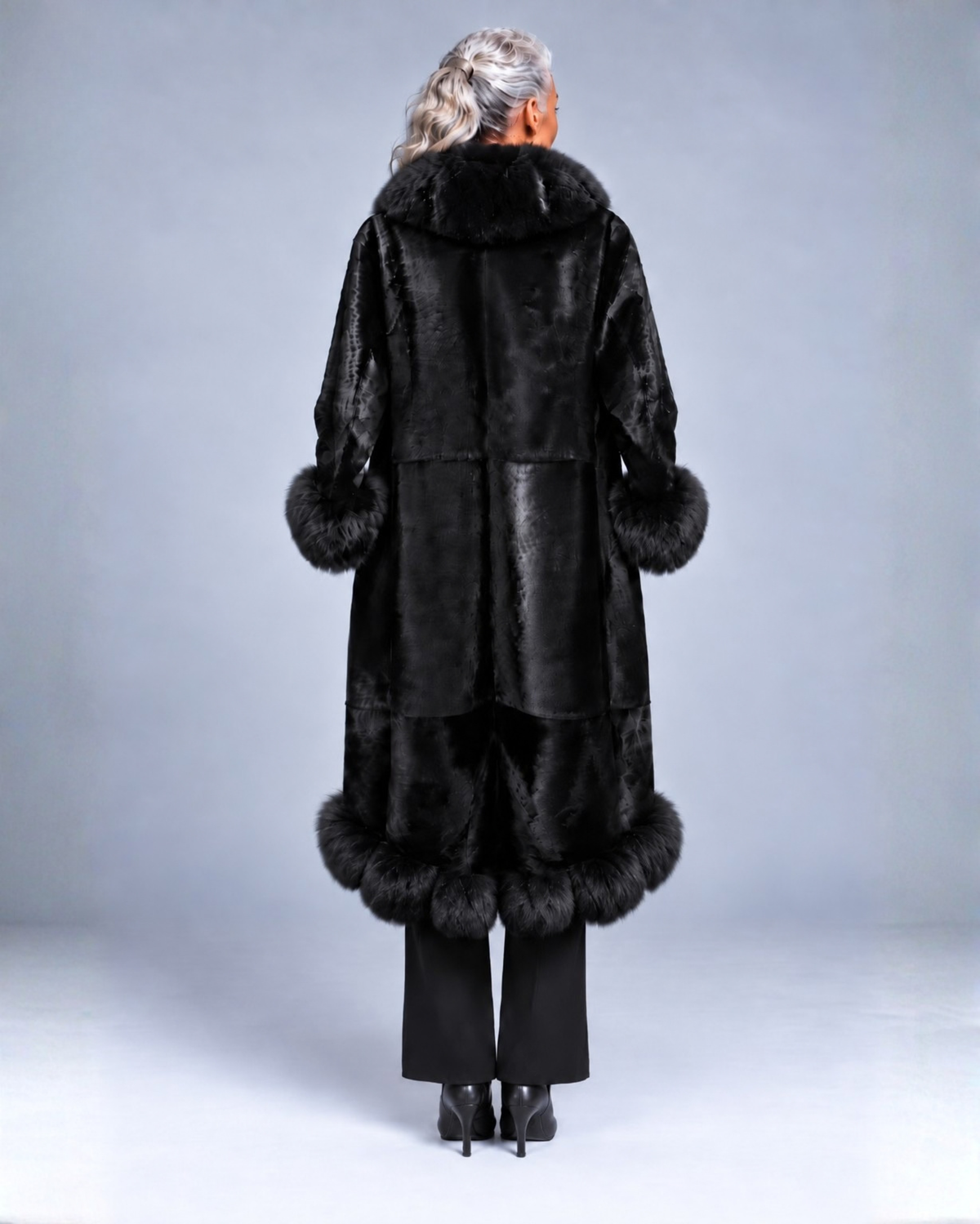Women's Full-length Black Fur Coat