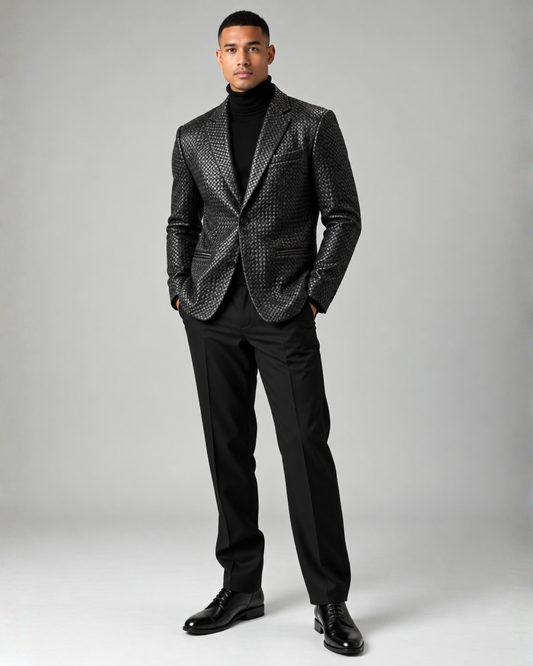 Men's Textured Leather Jacket