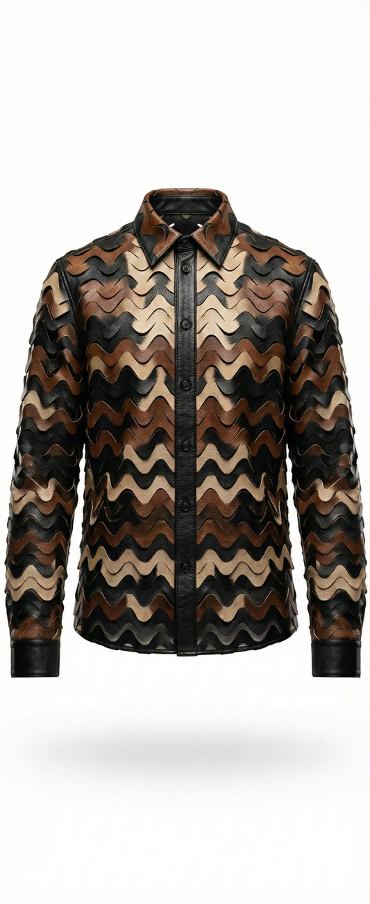 Men's Laser Cut Leather Shirt