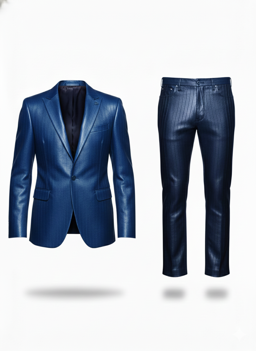 Mens Embossed Texture Leather Suit