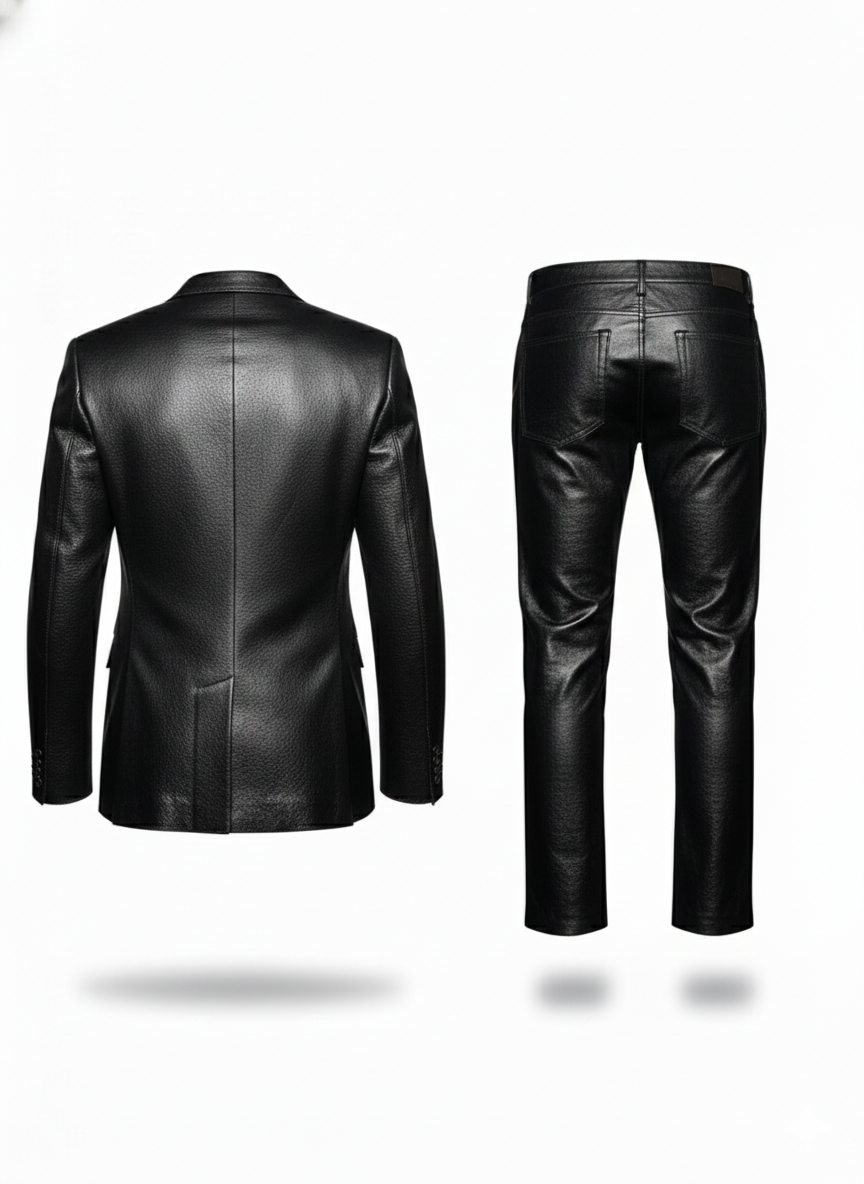 Mens Embossed Texture Leather Suit