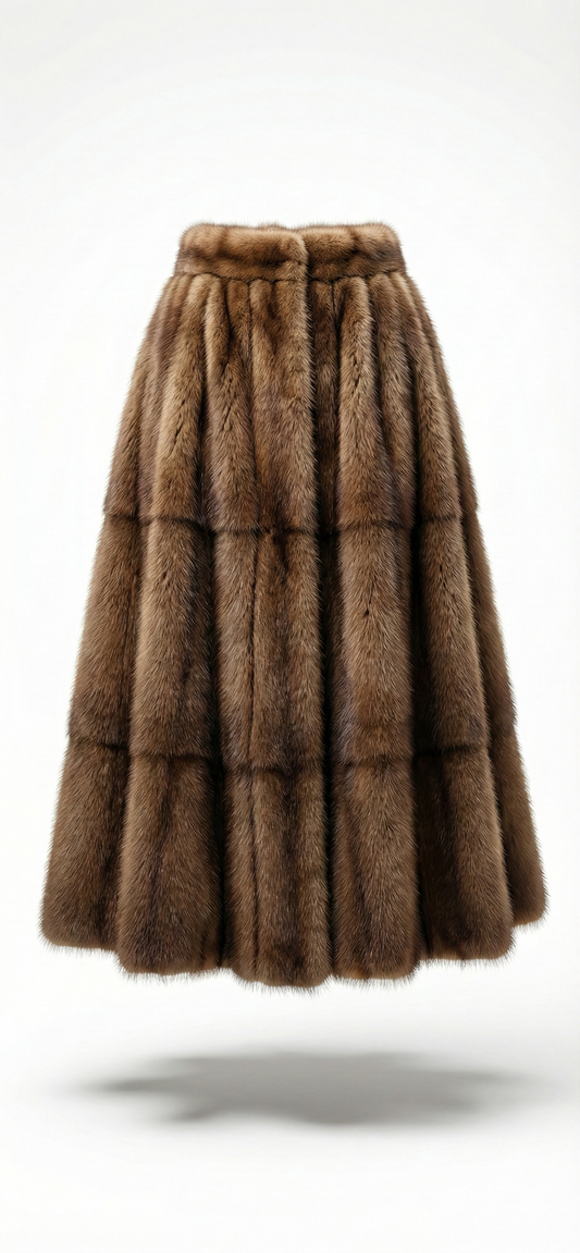 Women's Long Full Skin Whiskey Mink Skirt