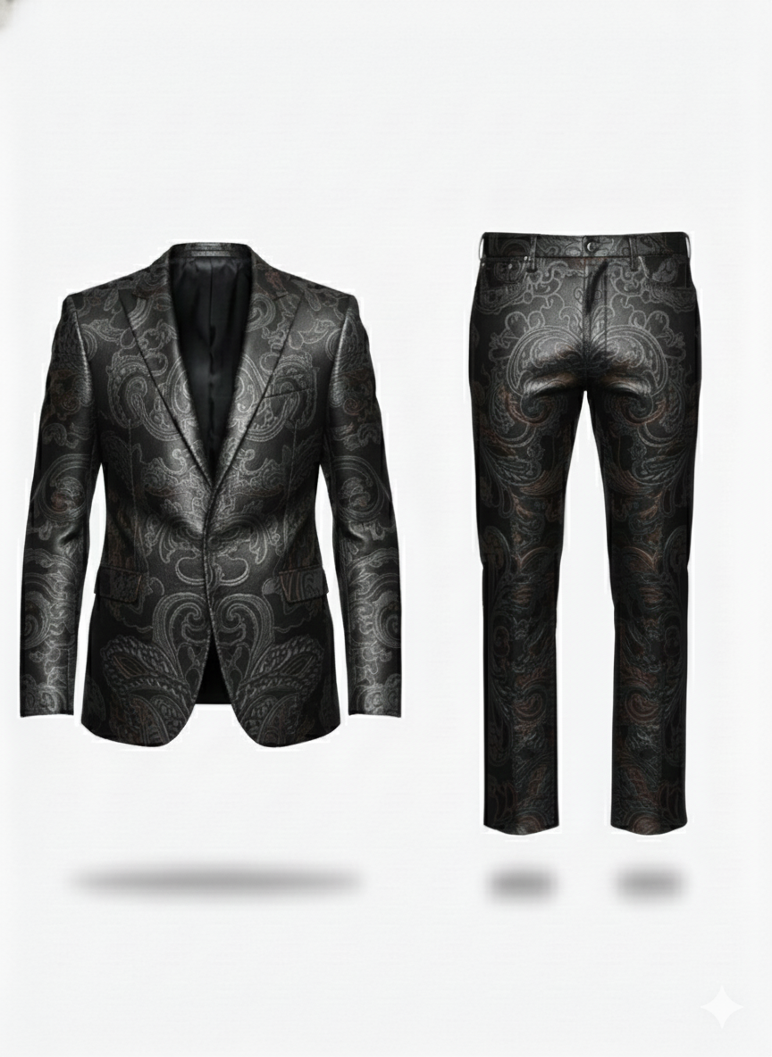 Mens Embossed Texture Leather Suit