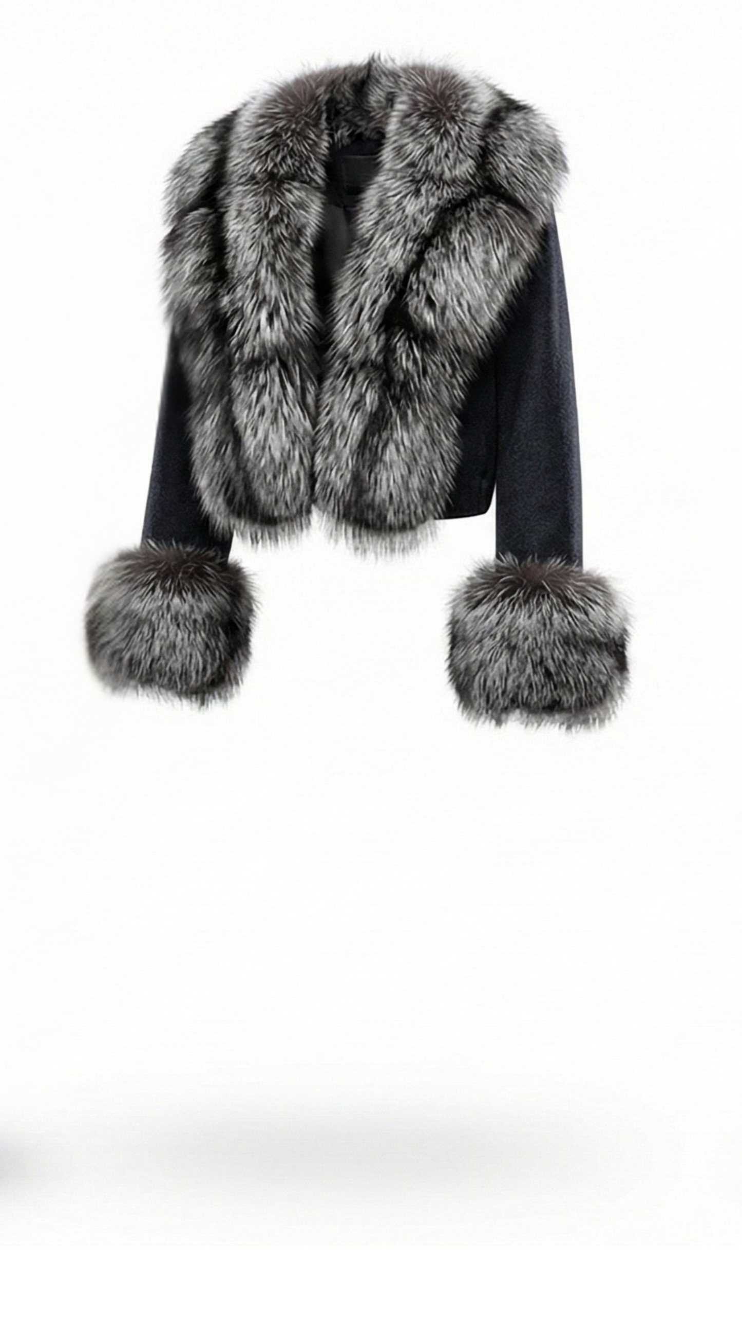 Women's Suede and Saga Norwegian Silver Fur Jacket