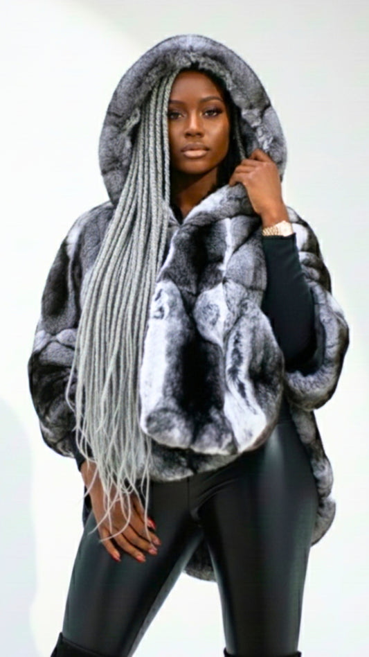 Women's Chinchilla Poncho Jacket