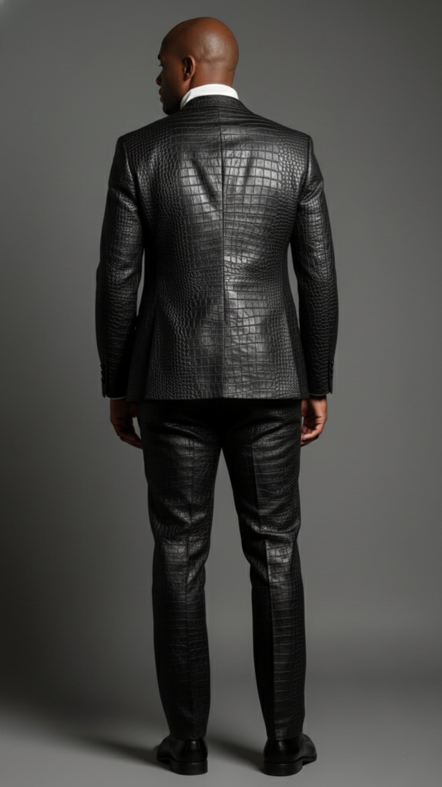 Men's Crocodile Embossed Leather Suit
