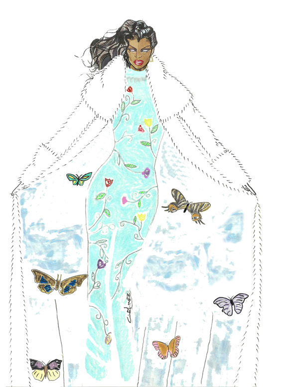 Mother Nature Butterfly Dress Illustration